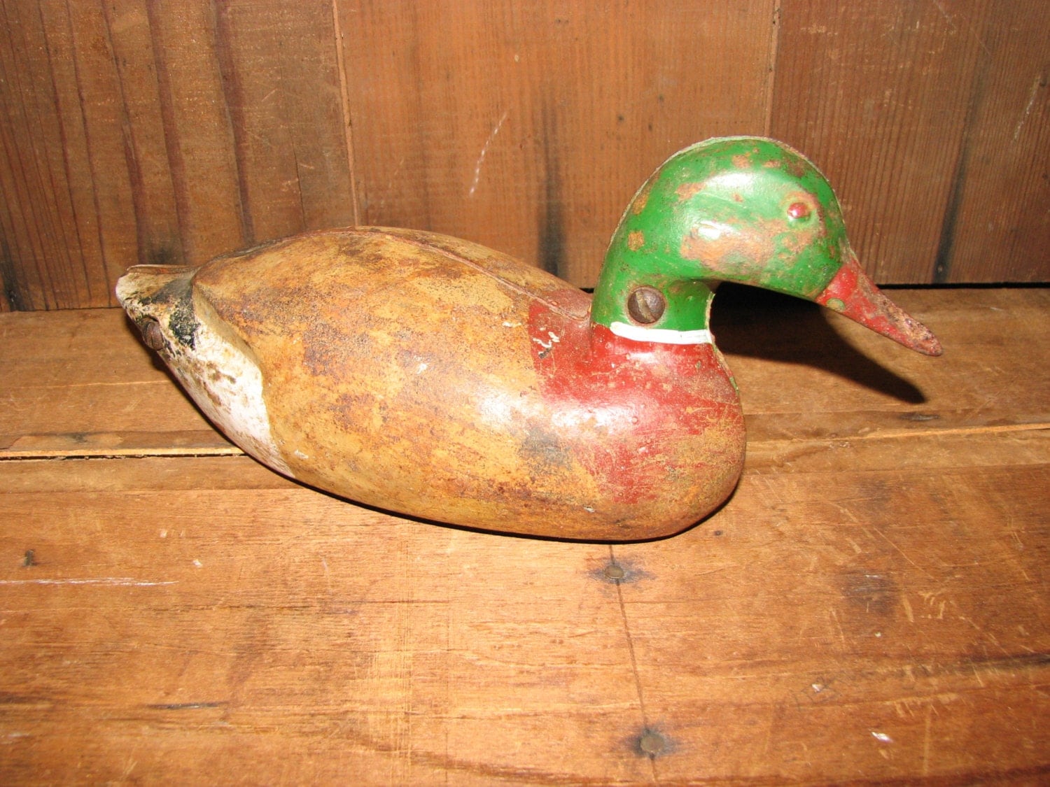 Rare Antique Cast Iron Duck Decoy Mallard Hunter