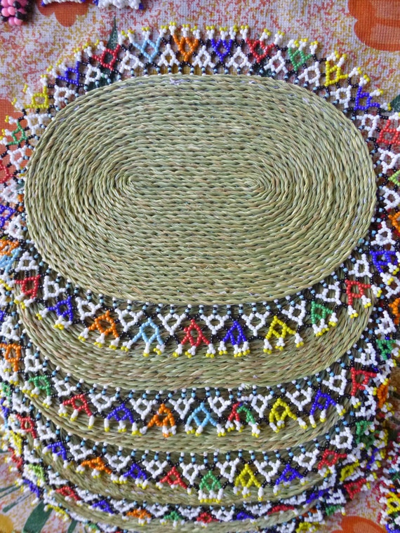 African beaded placemats for plates or serving by ToujoursBelle