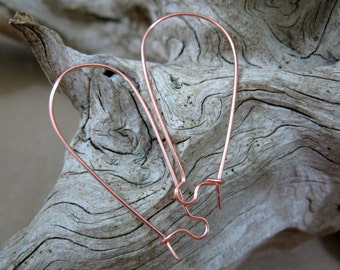 1 1/2 Inch Kidney EAR WIRES, 21G Copper Earring Findings, 10 Pairs, Ready to Ship