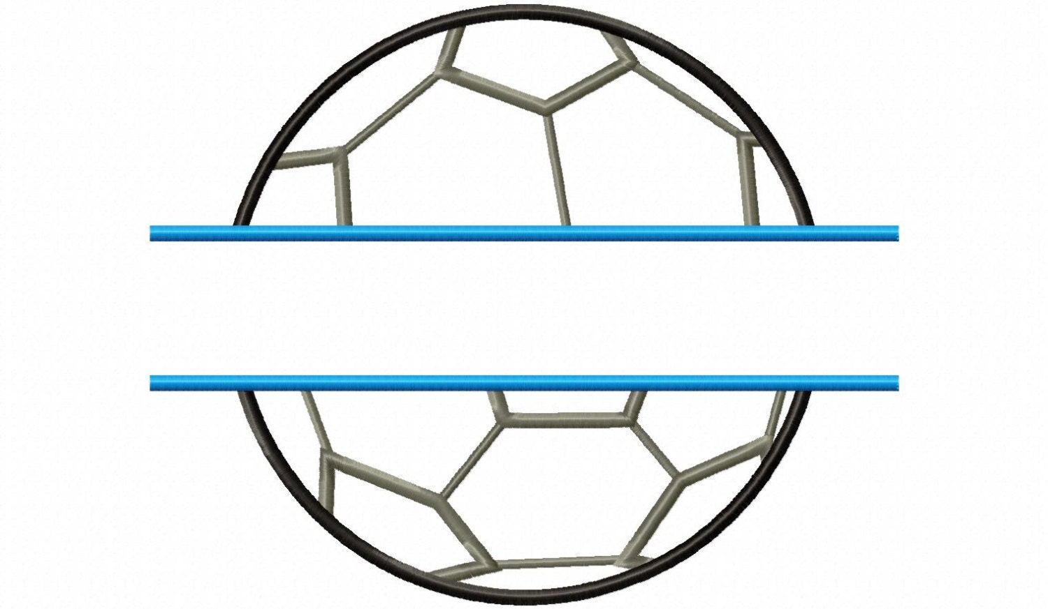 Split Soccer Ball Applique Machine Embroidery Design 4 Sizes
