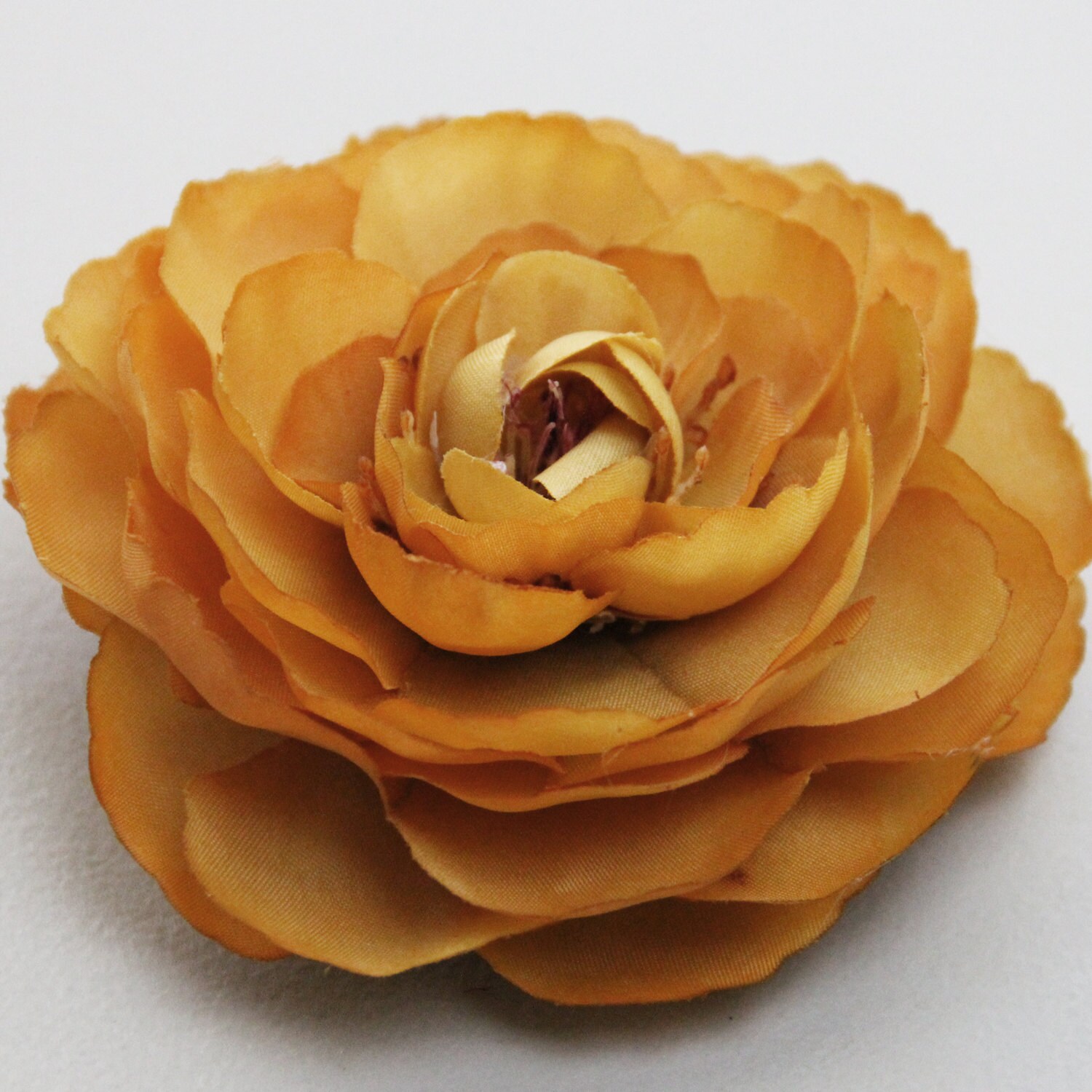 Dark Mustard Yellow Ranunculus Flower Hair Clip and Pin Clip