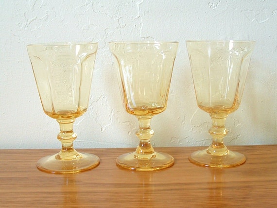 Vintage Lenox Wine Glasses Antique Yellow Set by TheFrabjousDay