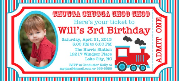 Vintage Train Ticket Photo Invitation... Custom, Printable, Digital Il_570xn