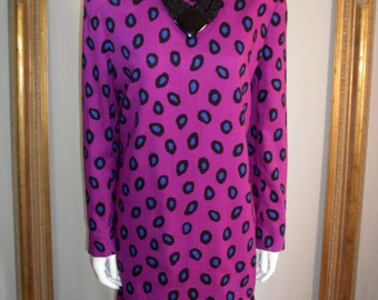 Vintage 1980's Adele Simpson Purple 2-Piece Dress - Size 16