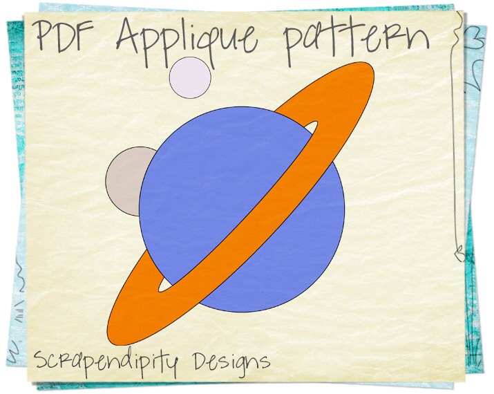 Space Applique Pattern Saturn Applique Shirt / Kids