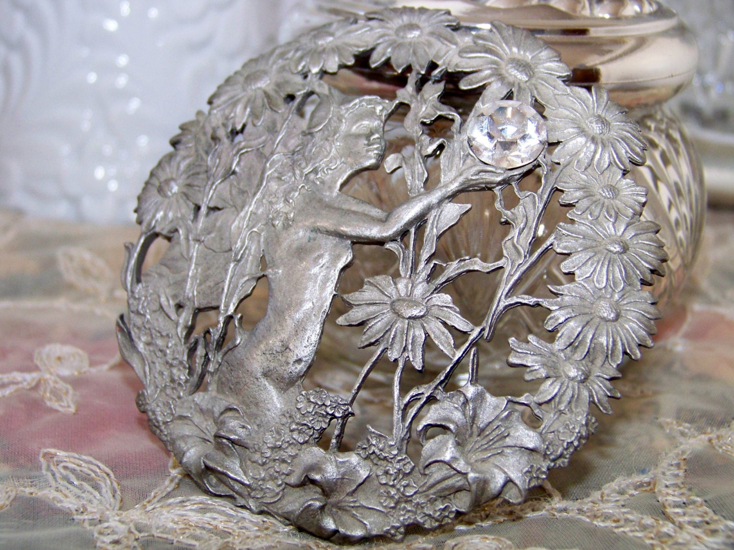 Fairy Rawcliffe Pewter Potpourri Trinket Jar 1989