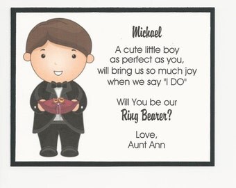 Will you be my Ring Bearer Flat card - Personalized custom