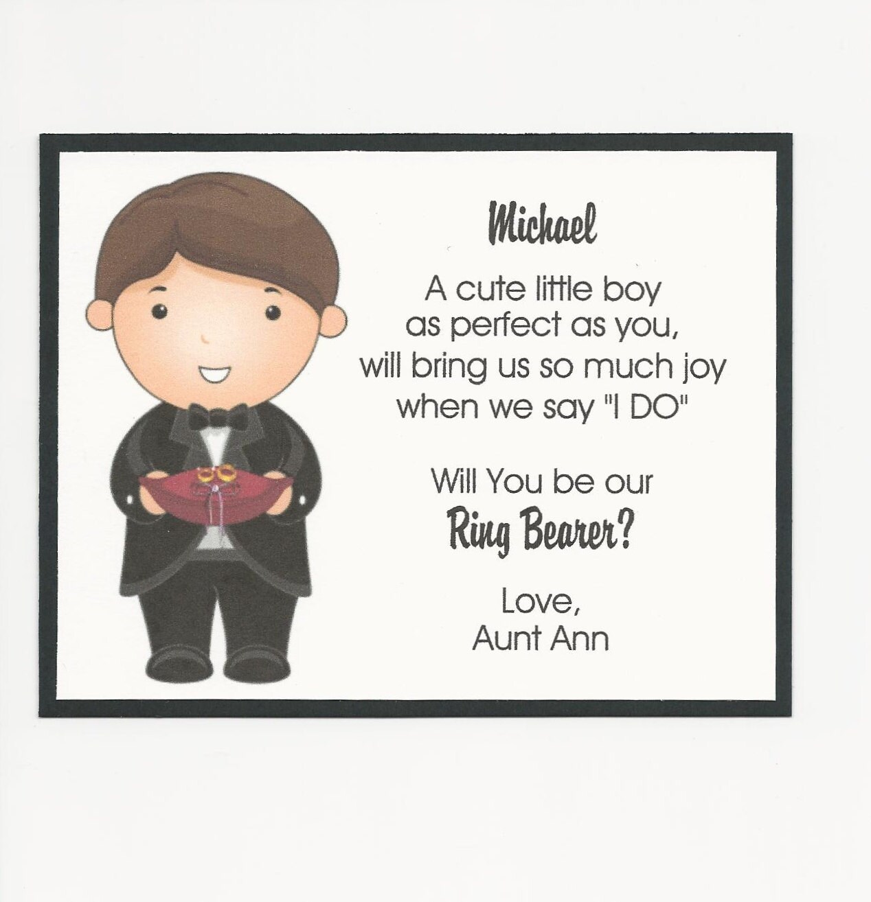 Will you be my Ring Bearer Flat card Personalized custom
