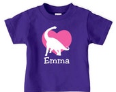 Personalized valentine dinosaur heart t shirt for girls, I love dinosaur girl shirt, great for valentine's day Il_170x135