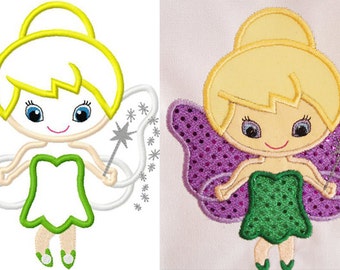 Little Cutie tinkerbell fairy princess embroidery applique design digital instant download