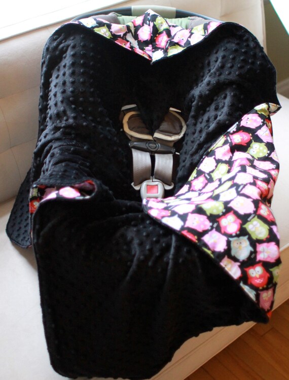 Hooded infant car seat blanket MINKY