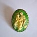 Green & White Victorian Couple Brooch in Silver Tone, Vintage Brooch, Shabby Chic Brooch, Estate Sale, Item No. B143