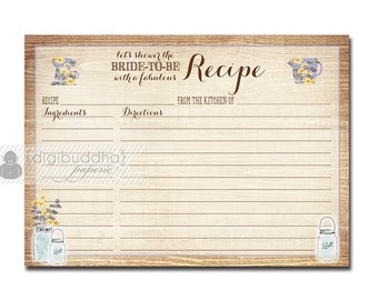 mason jar recipe card instant download wildflowers wood mason jar recipe card instant download wildflowers wood