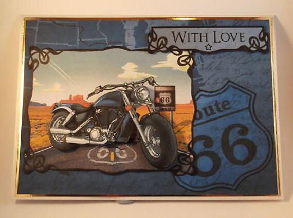 Items similar to Men's Birthday Card - Motorbike/ Route 66 on Etsy