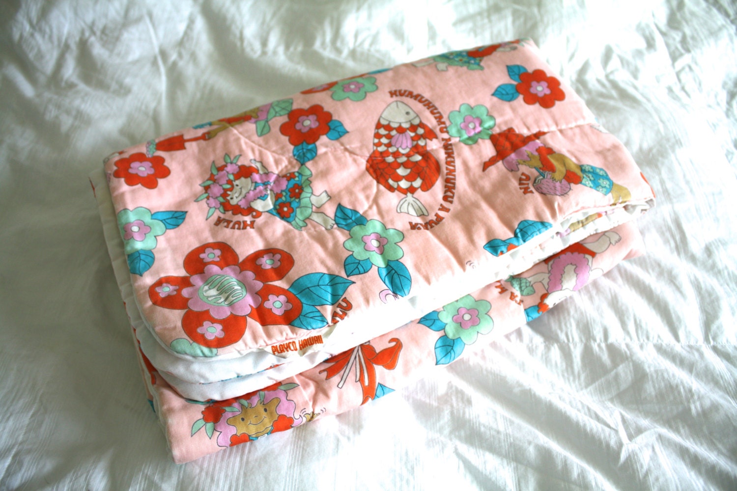 Vintage Hawaiian Print Baby Quilt Blanket by 1SweetDreamVintage