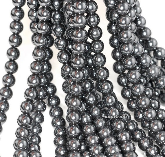 4mm Noir Black Hematite Gemstone Black Round Loose Beads 16