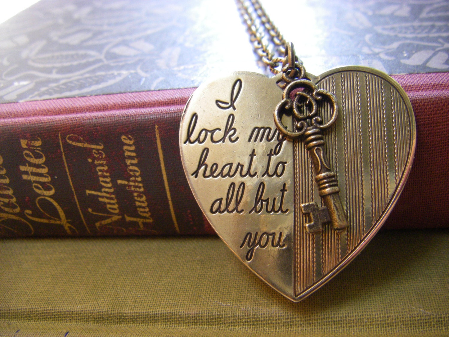 Heart and Key Necklace large heart pendant by CHAiNGEthesubject