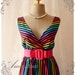 Rainbow Spectrum - Colorful Summer Dress Indigo Stripe Dress Party Popping Tea Dress Party Event Everyday Dress Black Shade -S-M-