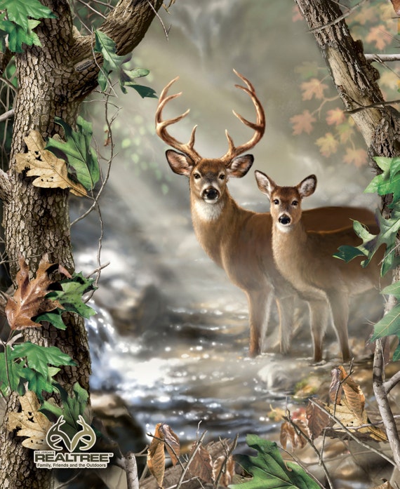 Realtree Fabric Deer Fabric Deer Wall Hanging Panel
