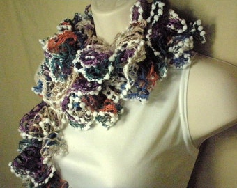 Multicolor Ruffled Lacy Neckwarmer Fashion Scarf