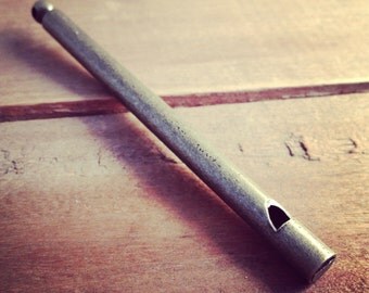 1 - Long Antique BRONZE Whistle Pendants Brass whistle REALLY Works Vintage Style (R034)