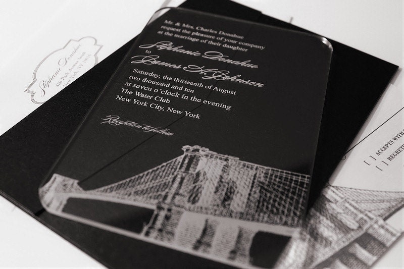 Engraved Acrylic Wedding Invitations City