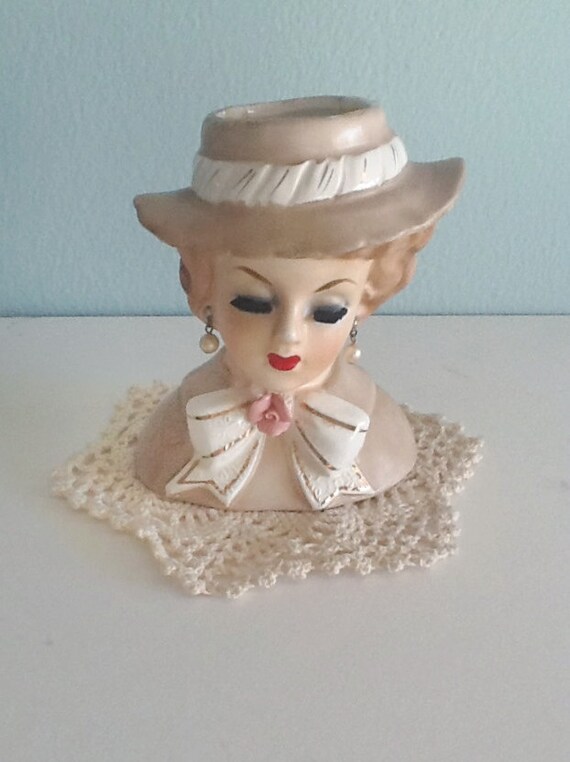 Vintage Inarco Lady Head Vase by SilveryLane on Etsy