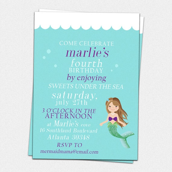 items similar to mermaid birthday party invitation customizable