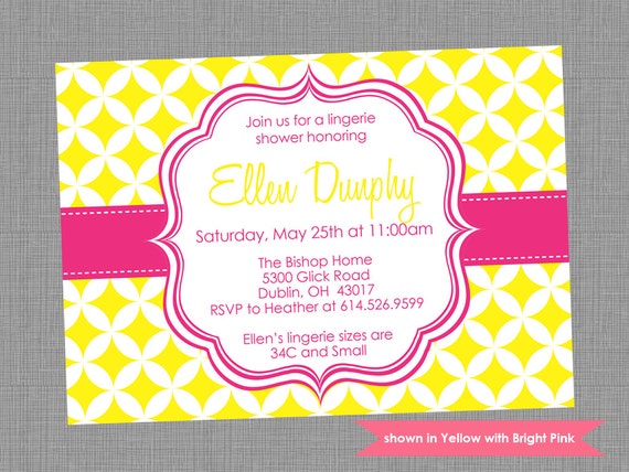 Printable Lingerie Shower Invitation - Shower Themed Pixie Invite - Colors and Text Customizable Il_570xn