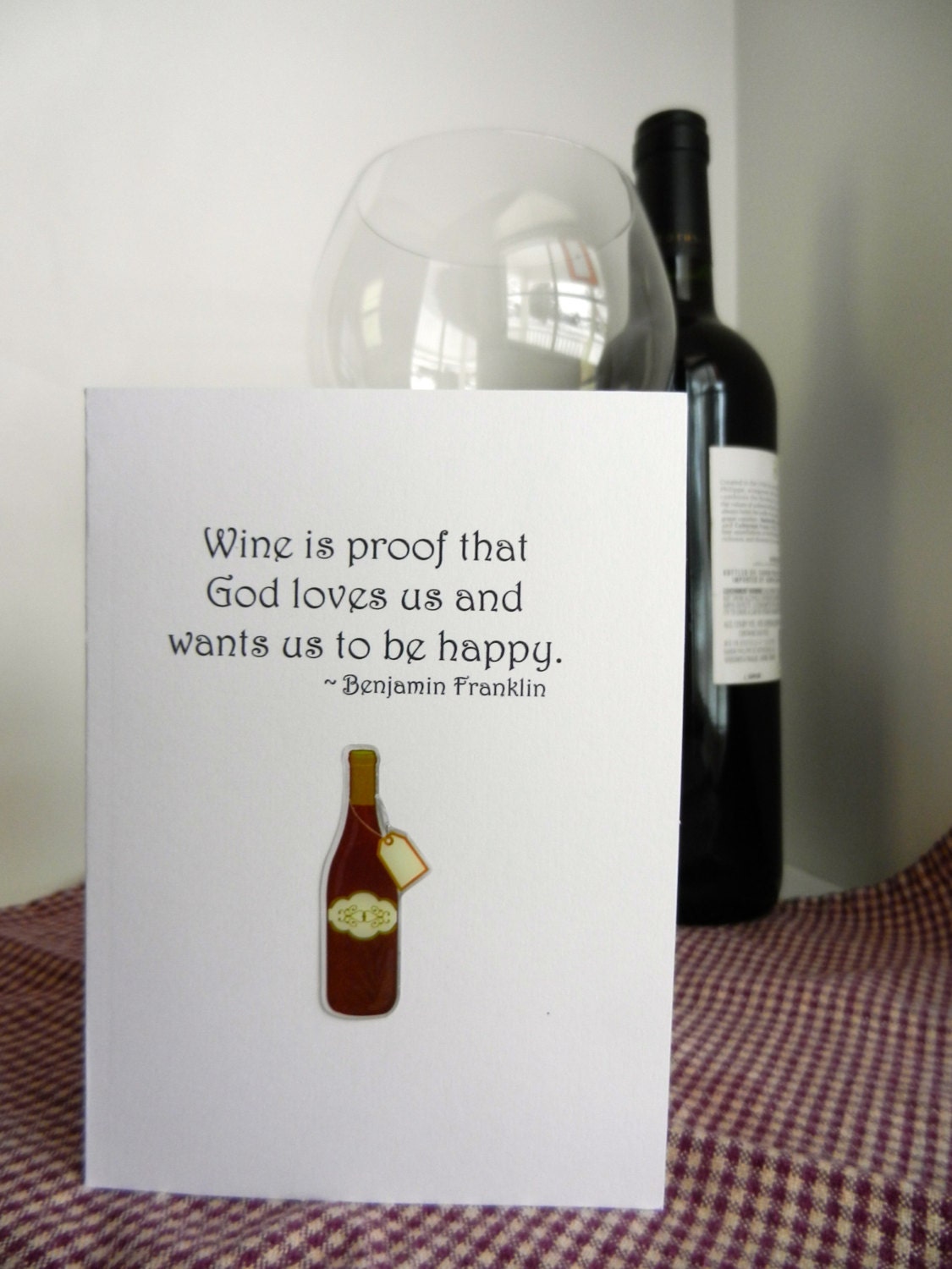 Wine Handmade Greeting Card perfect for gifting wine thank