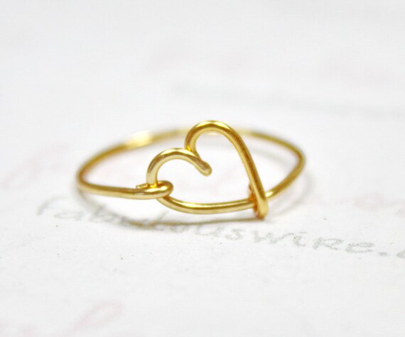 Items similar to Gold Heart Ring, Heart Shaped Love Ring, Gold Wire ...