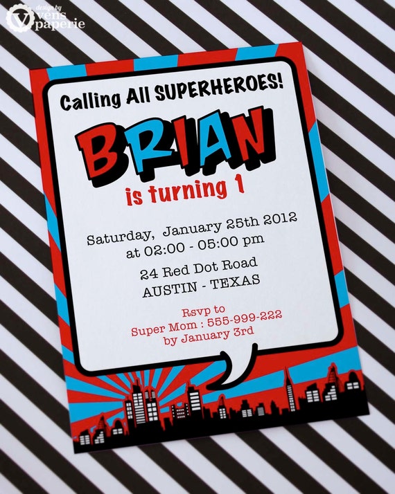 DIY PRINTABLE Invitation Card - Superhero Birthday Party - PS825CA1a1 Il_570xn