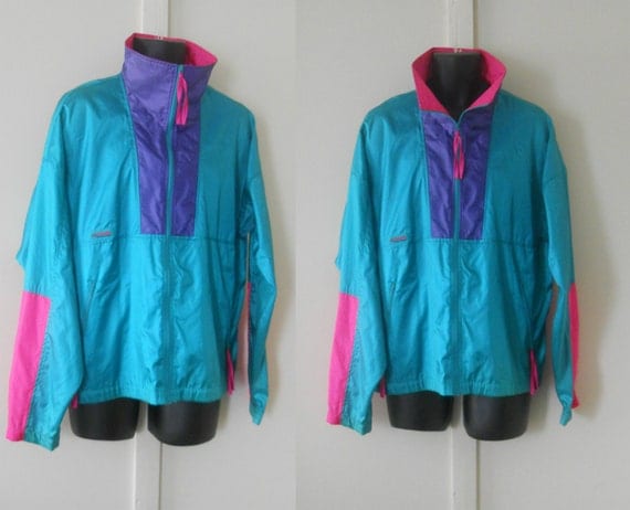 Neon Windbreaker / 80s Windbreaker Jacket / Retro 90s Jacket