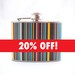 Colorful Flask Gift : Colored Stripes, Present, 4 oz Stainless Steel Flask, Velour Bag Included