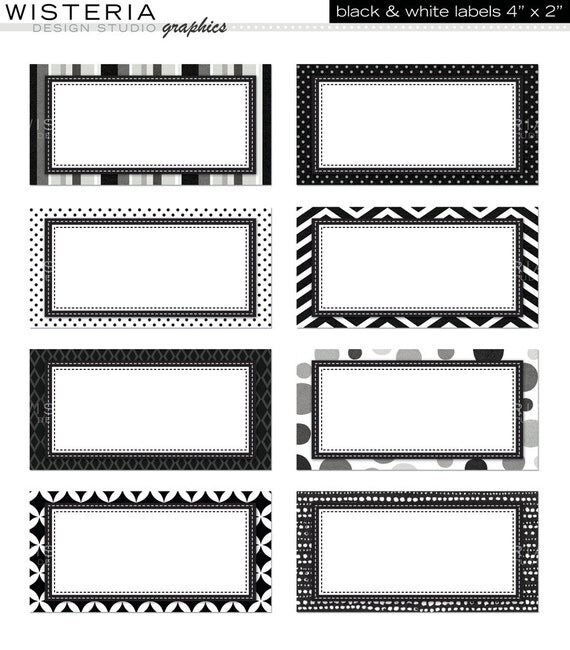 printable black and white name tags black and white polk a dot name