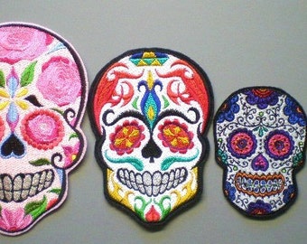 San Diego Fia Tuck Patch Suga Skull Flowe Emboideed Ion On