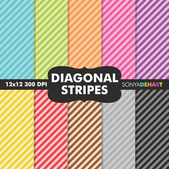 80% OFF Sale Digital Paper Diagonal Stripes Background Patterns Il_570xn