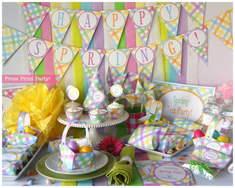  Spring  decorations  Party  Printables Gingham Easter  Party 