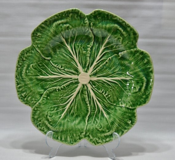 Vintage Bordallo Pinheiro Green Cabbage Chop Plate