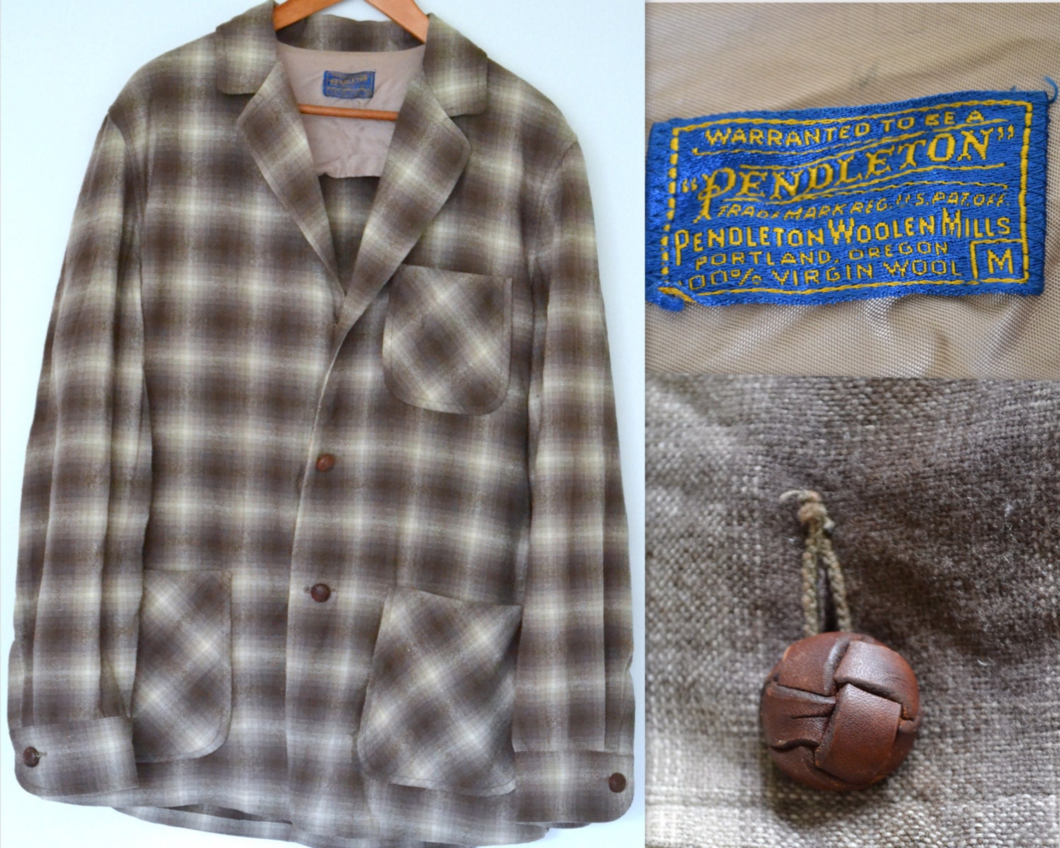 Vintage Pendleton Wool Smoking Jacket. Flannel Long Sleeve Plaid Shirt ...