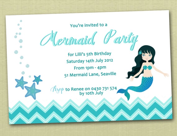 Mermaid Personalised Birthday Invitations - YOU PRINT Il_570xn