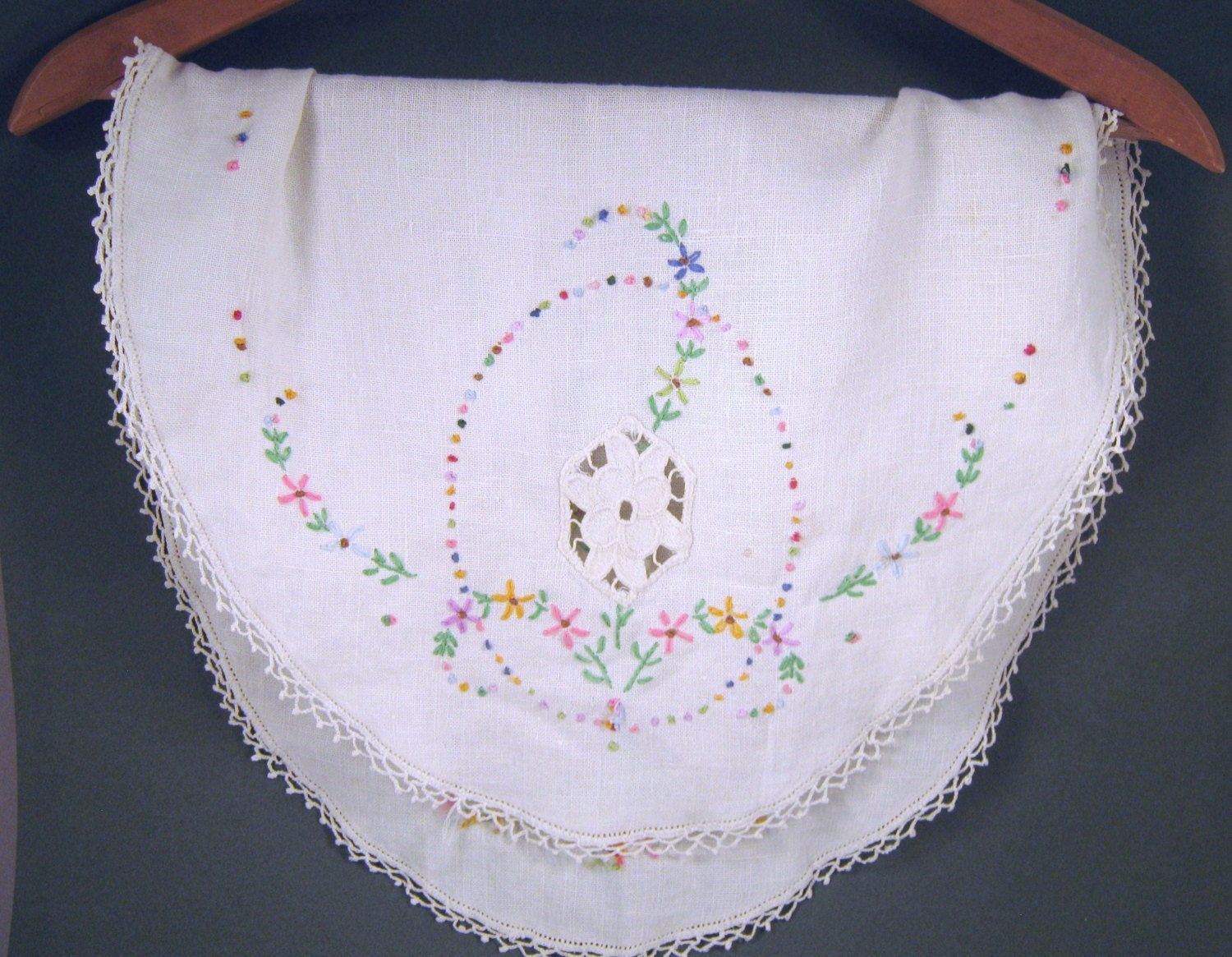 Dresser Scarf With Multicolored Embroidery by rickrackcollection