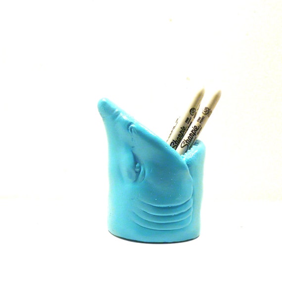 shark pencil holder shark week sharks home office desk by nashpop