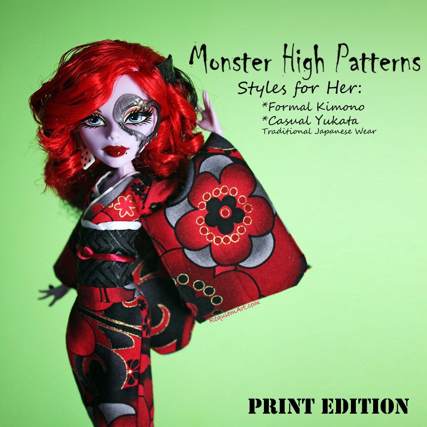 Easy Monster High custom Kimono doll pattern PRINT VERSION