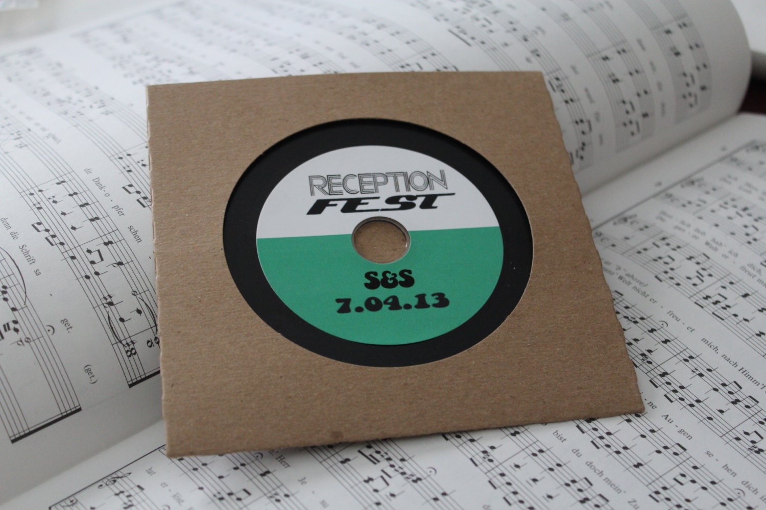 Vinyl styled blank CDs with custom labels and kraft sleeves