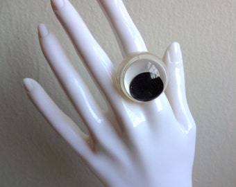 Google Eye Ring - Handmade - Googly Eye Moves - Adjustable Band - Super Fun Gift - Huge Ring - Statement Ring