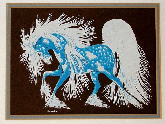 Vintage Potawatomi Artist Woody CRUMBO SPIRIT HORSE 11x13