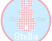 Pink gingham bunny - personalized - digital image Il_170x135
