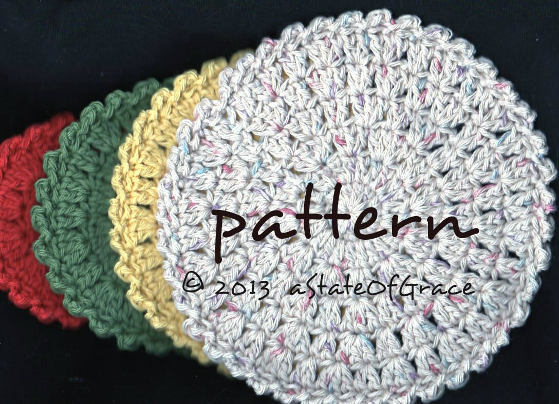 Round Dishcloth PATTERN 4 Sizes Washcloth Hot pad Doily