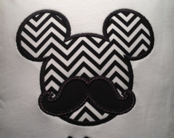 Disney Mustache Mickey Mouse Applique Shirt